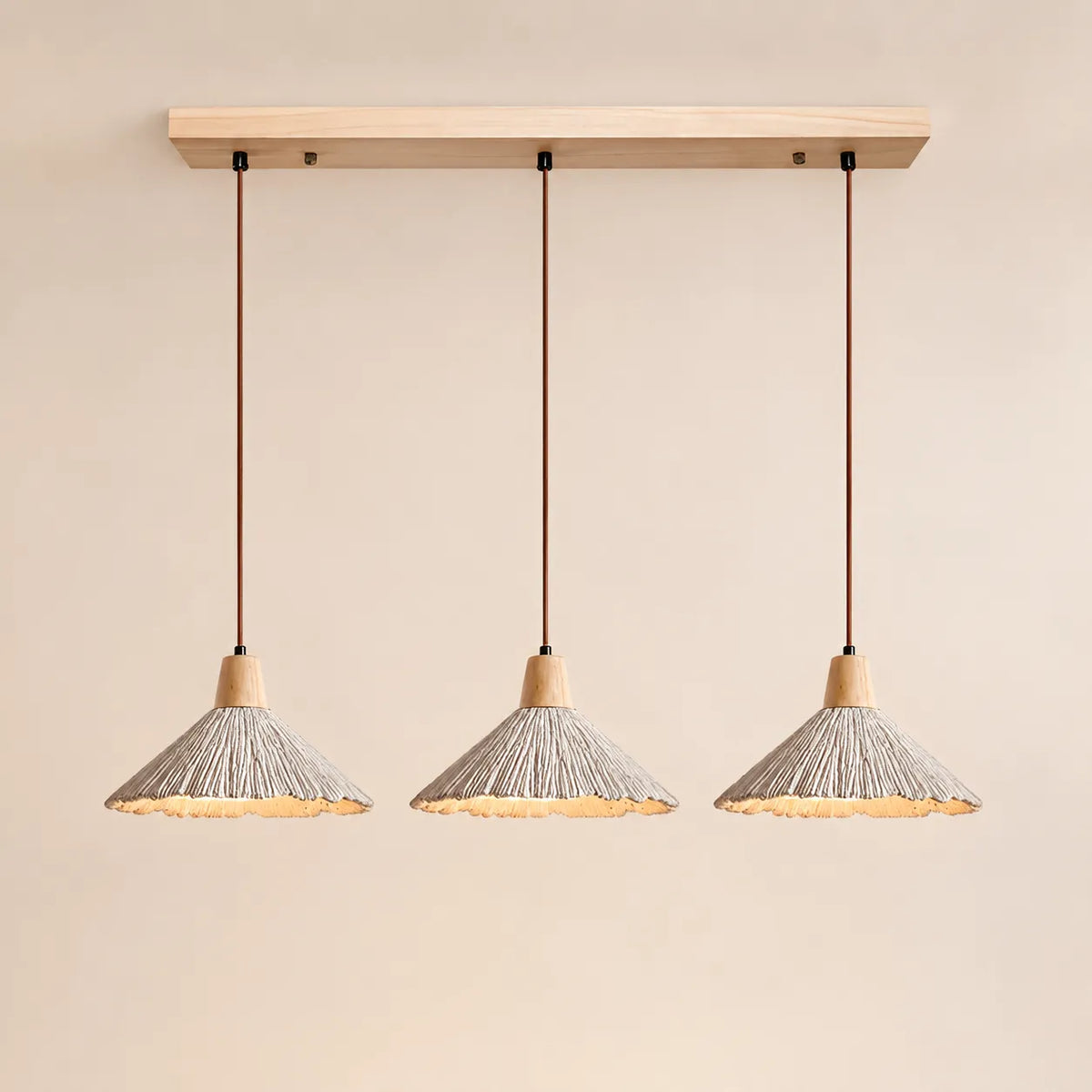 Arien Wabi-Sabi Cement & Wood Pendant Light