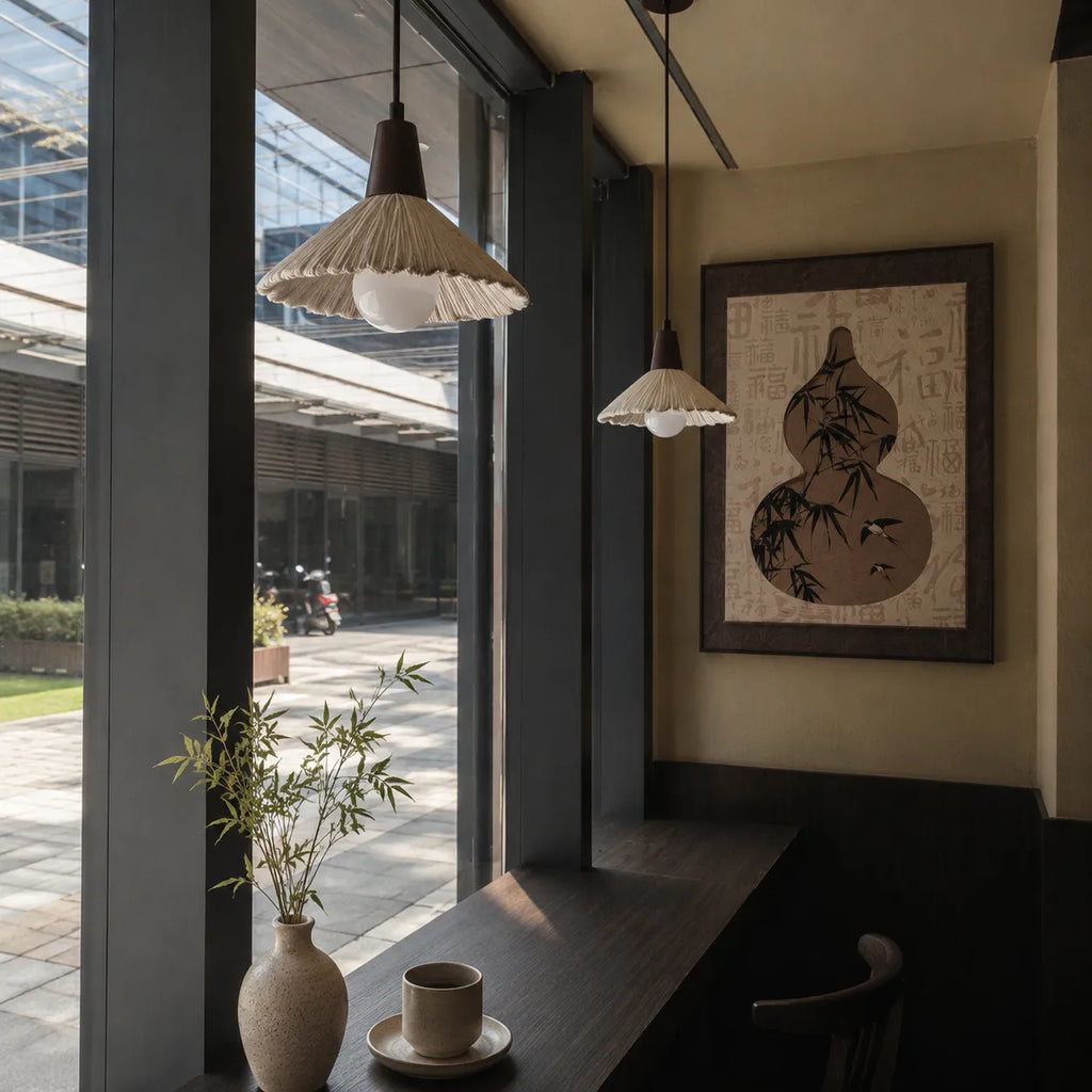 Arien Wabi-Sabi Cement & Wood Pendant Light