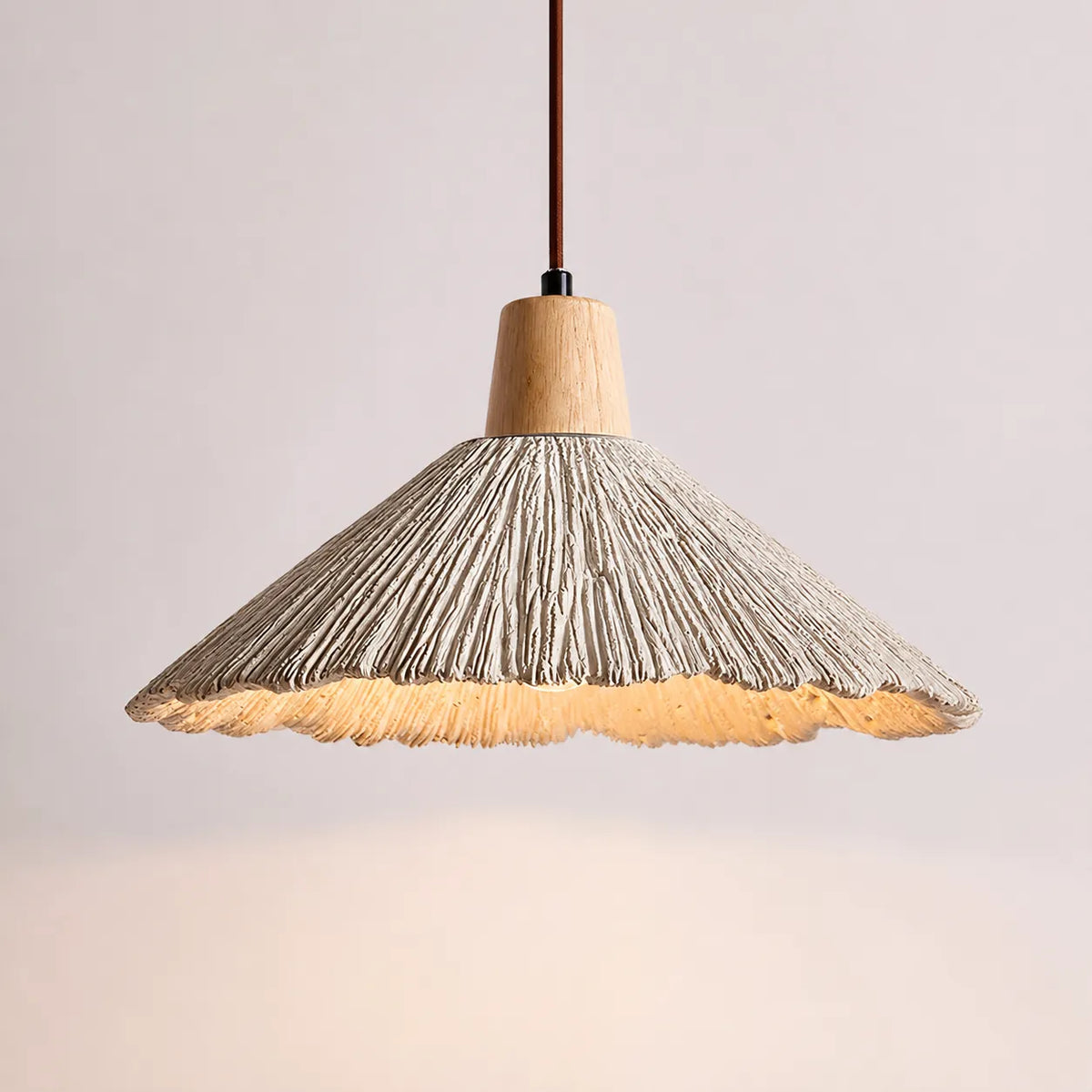 Arien Wabi-Sabi Cement & Wood Pendant Light