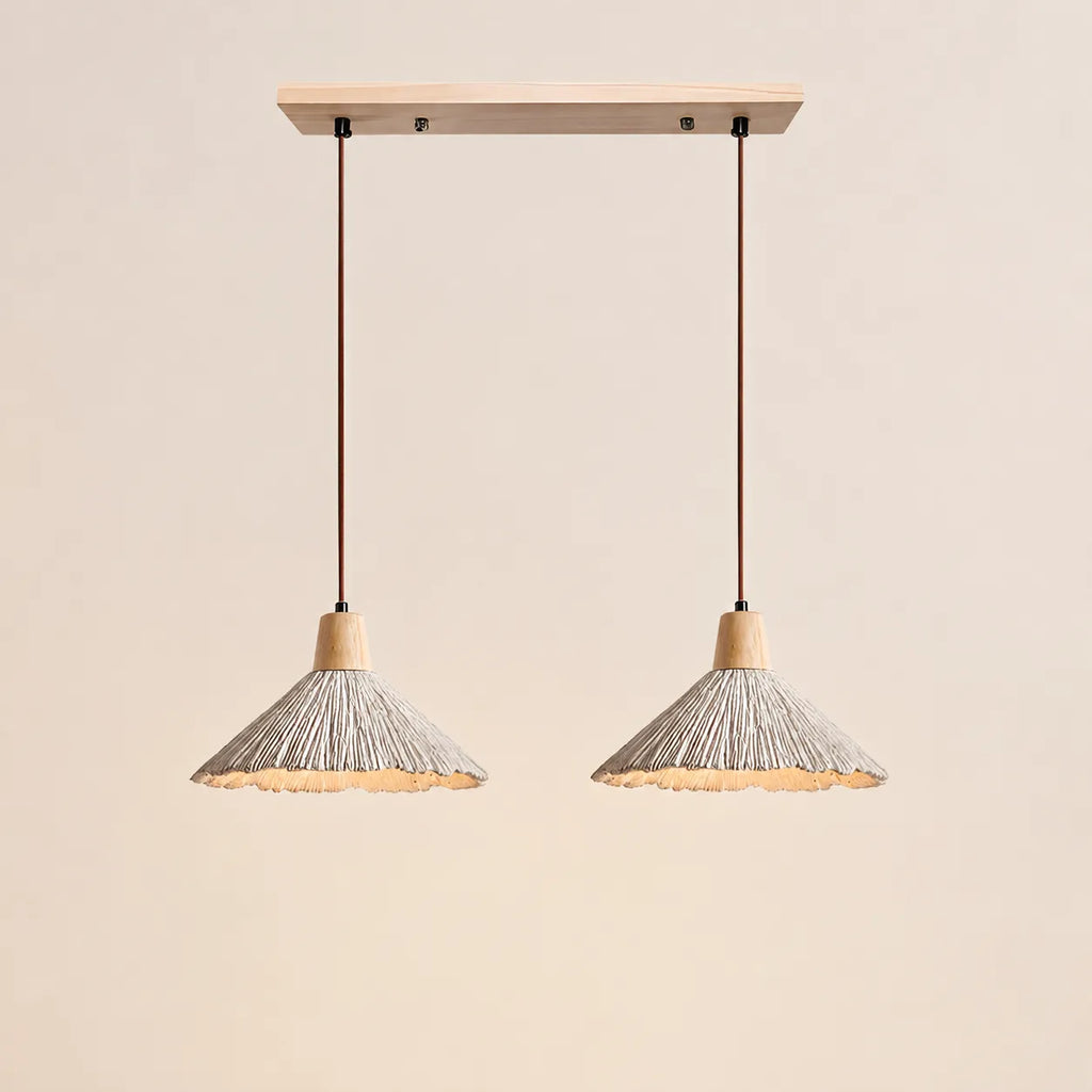 Arien Wabi-Sabi Cement & Wood Pendant Light