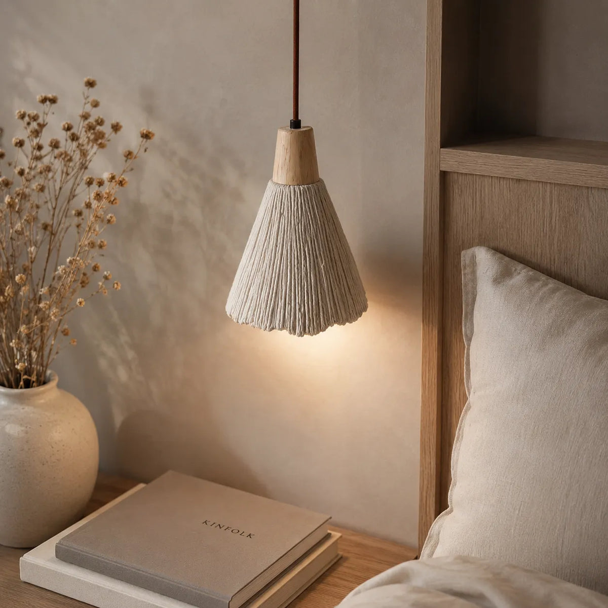 Arien Wabi-Sabi Cement & Wood Pendant Light