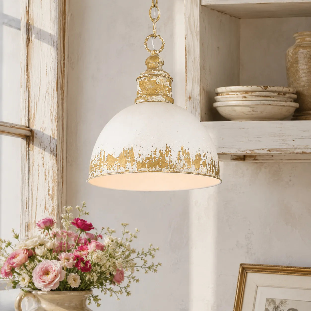 Distressed Coastal Dome Pendant Light
