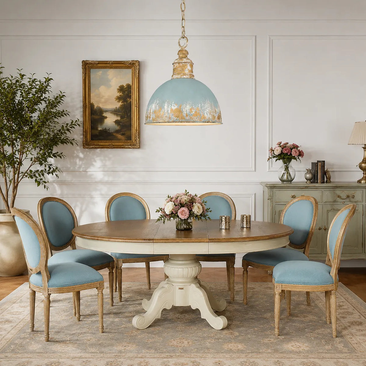 Nadine Vintage Brass Patina Dome Pendant Light