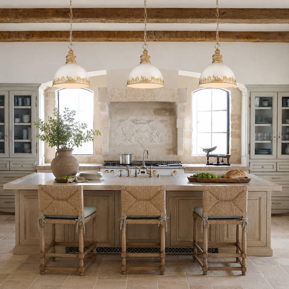 Nadine Vintage Brass Patina Dome Pendant Light