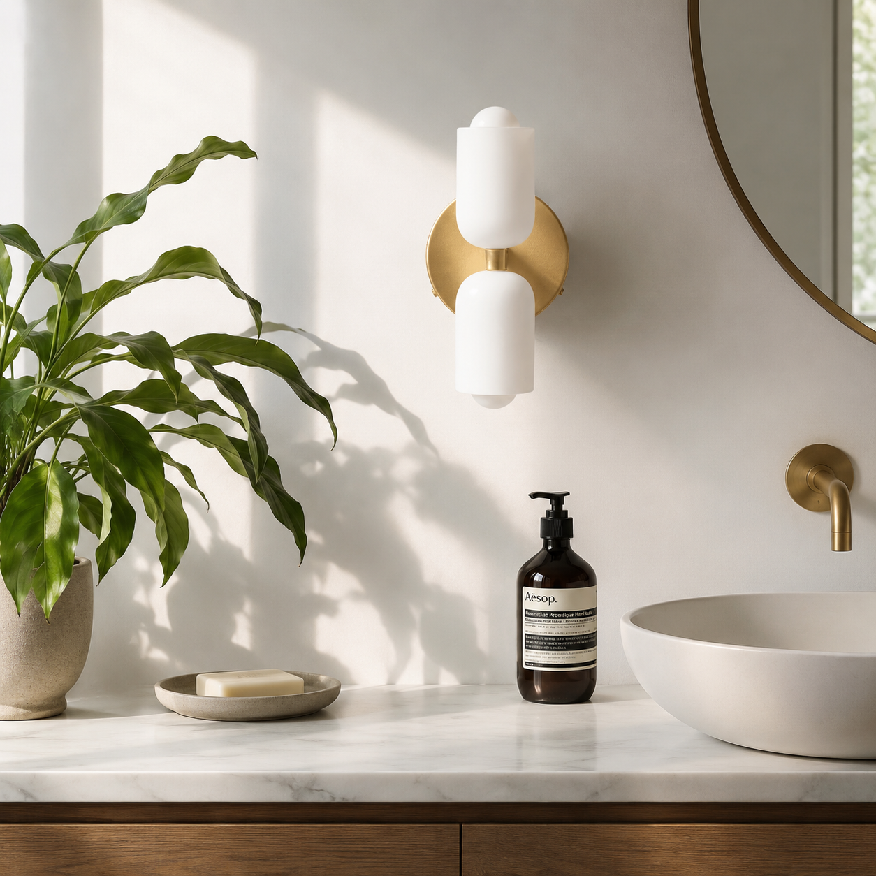 Elegance Cream Acrylic Wall Light with Minimal Metal Base