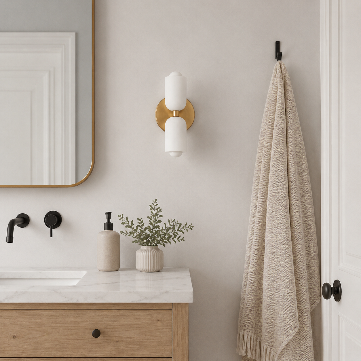 Elegance Cream Acrylic Wall Light with Minimal Metal Base