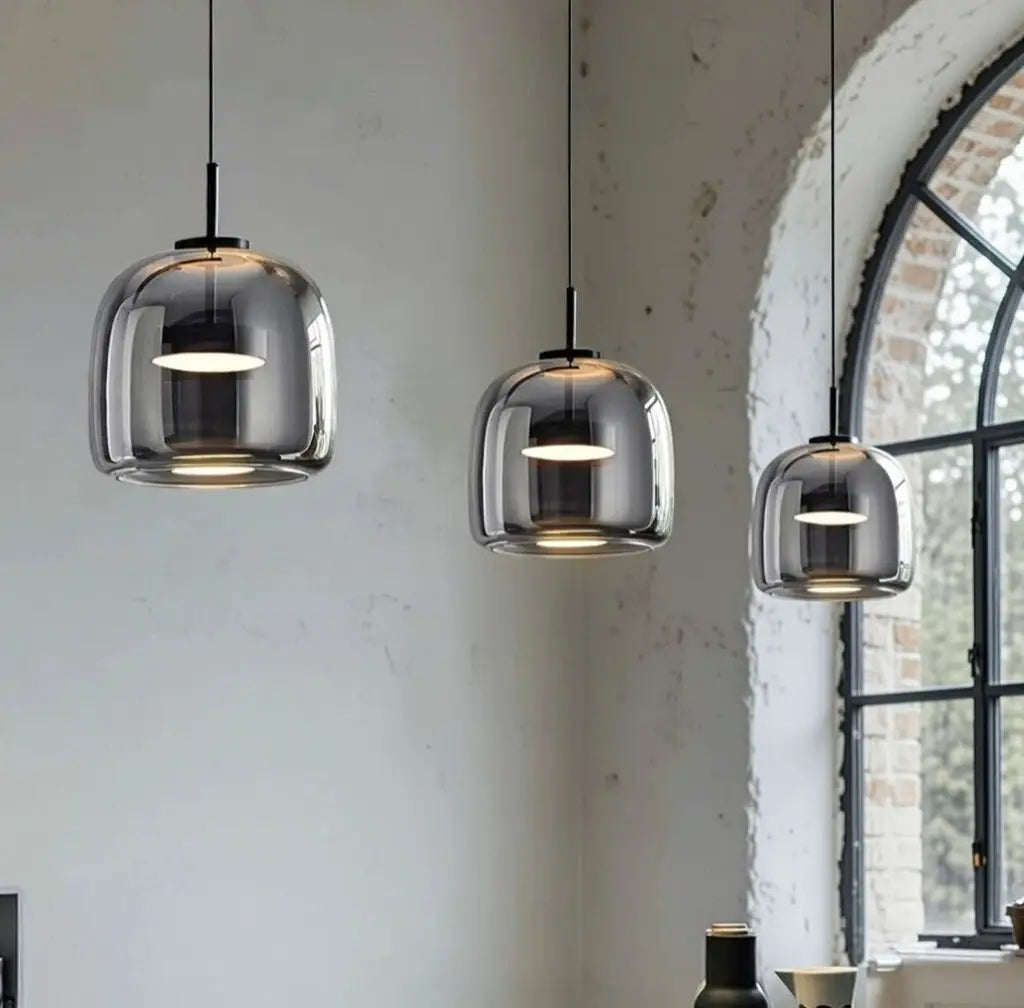 Olivier Modern Smoked Glass Bell LED Pendant Light