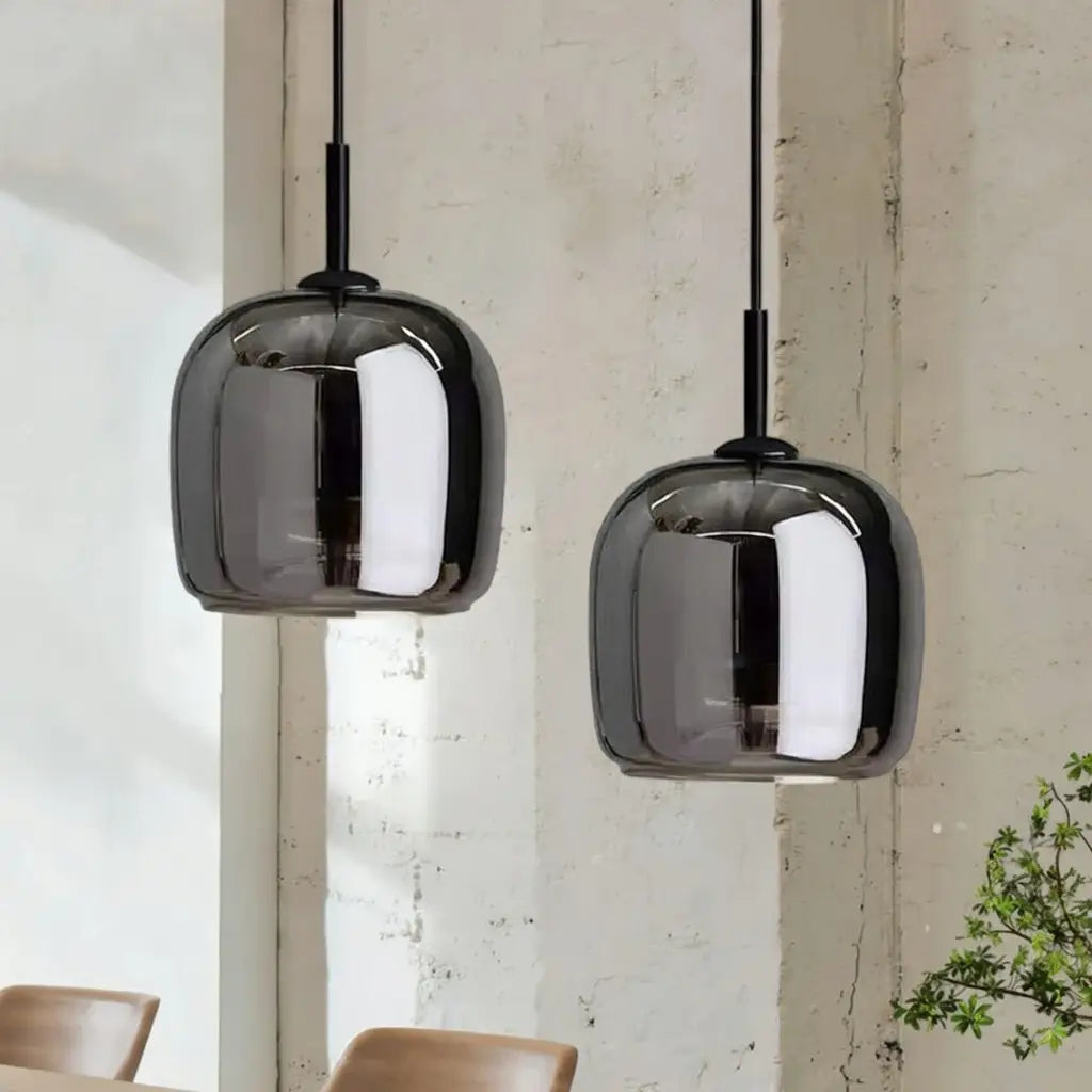 Olivier Modern Smoked Glass Bell LED Pendant Light