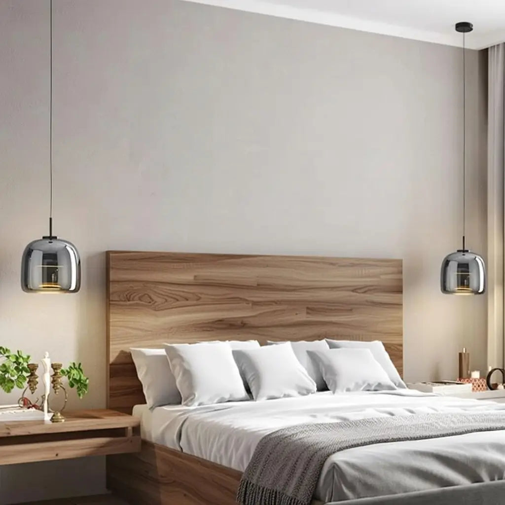 Olivier Modern Smoked Glass Bell LED Pendant Light