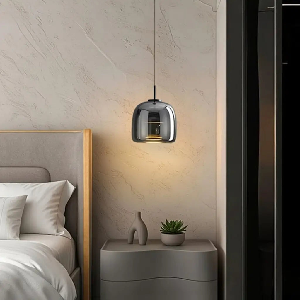 Olivier Modern Smoked Glass Bell LED Pendant Light