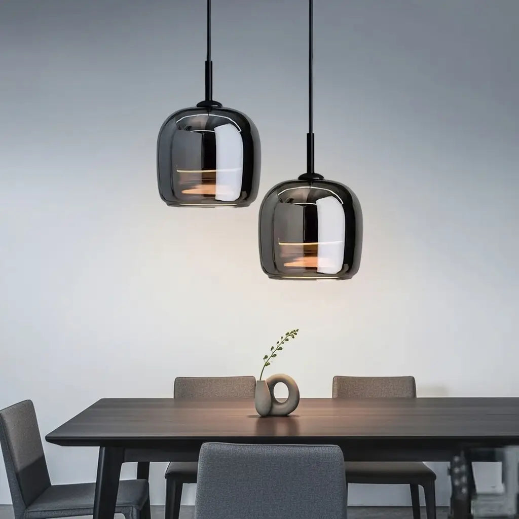 Olivier Modern Smoked Glass Bell LED Pendant Light