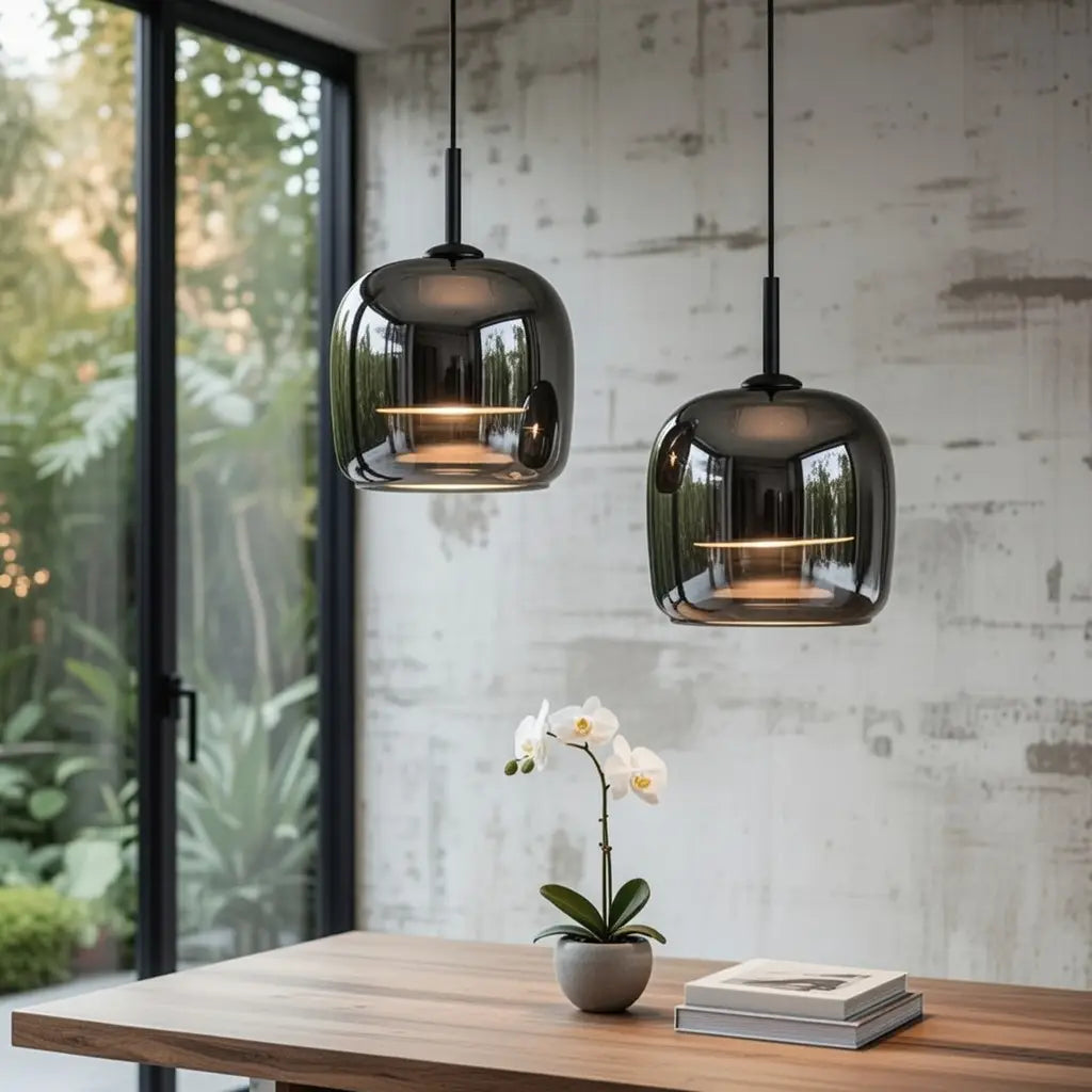 Olivier Modern Smoked Glass Bell LED Pendant Light
