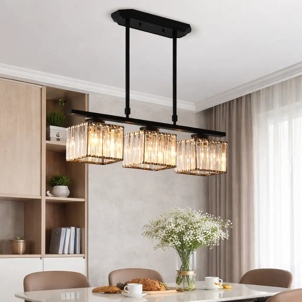 Exhibit Modern Faceted Glass Linear Pendant Light