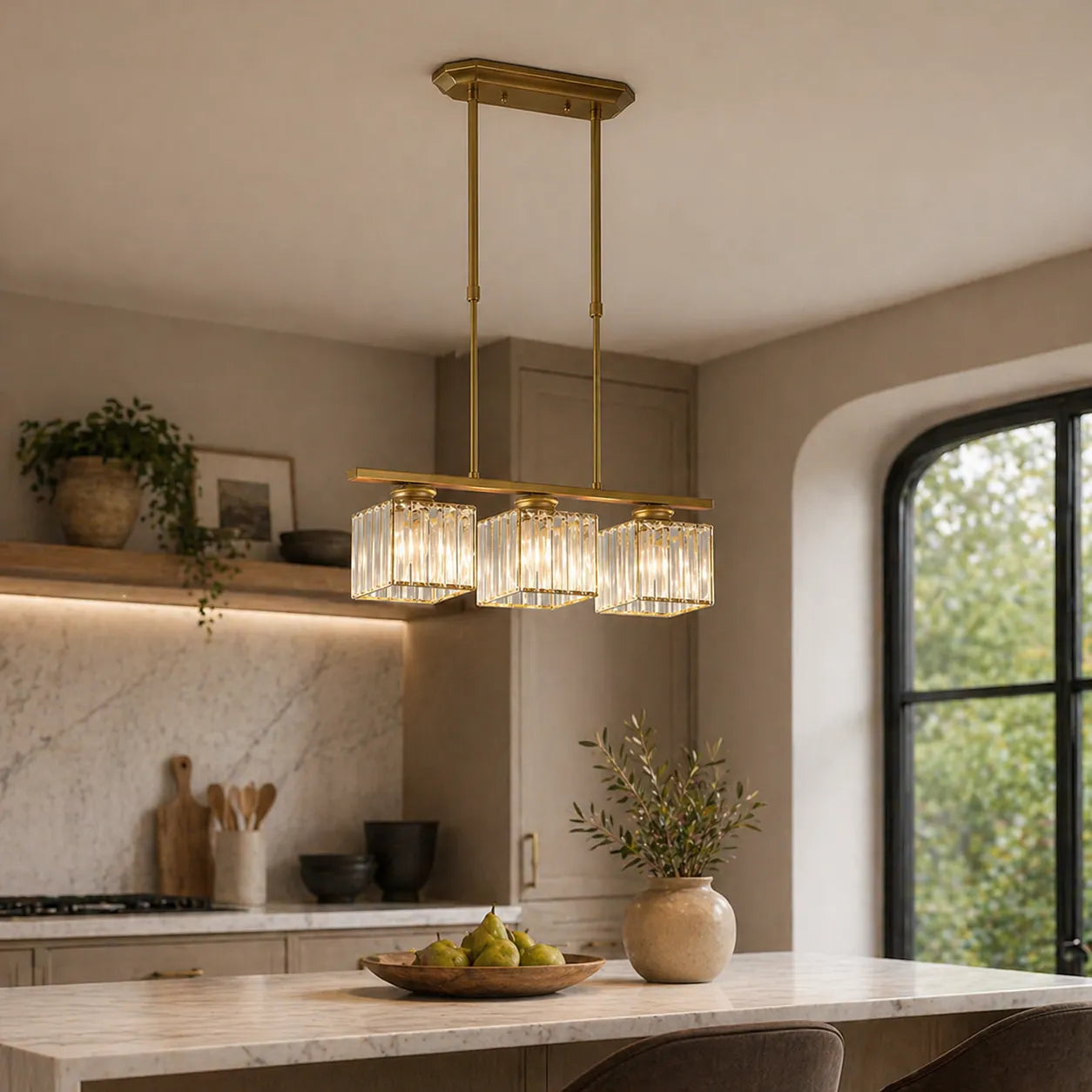 Exhibit Modern Faceted Glass Linear Pendant Light