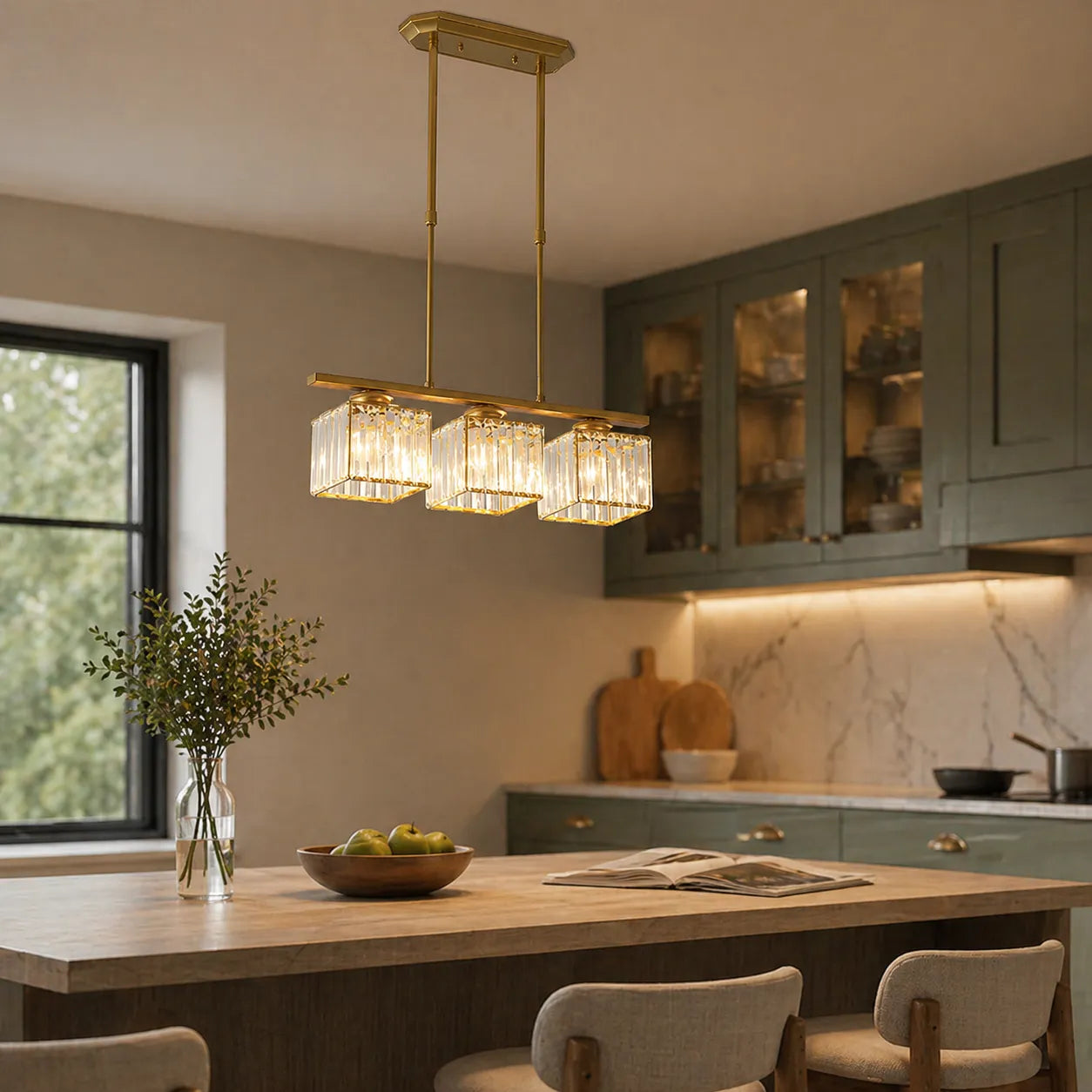 Exhibit Modern Faceted Glass Linear Pendant Light