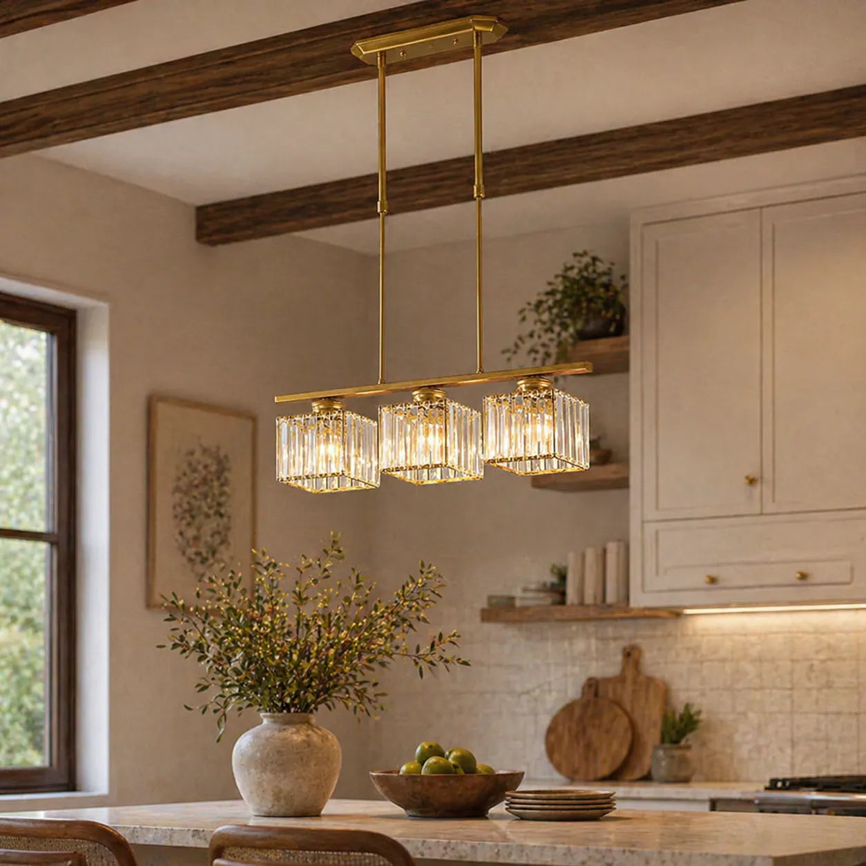 Exhibit Modern Faceted Glass Linear Pendant Light