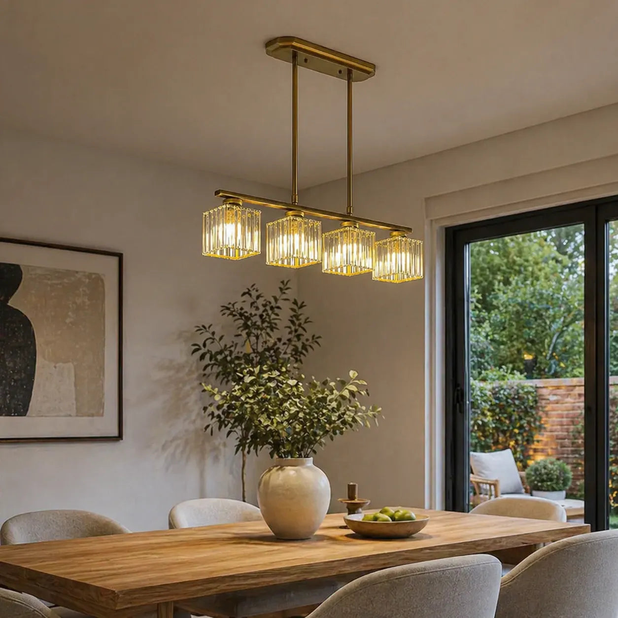 Exhibit Modern Faceted Glass Linear Pendant Light