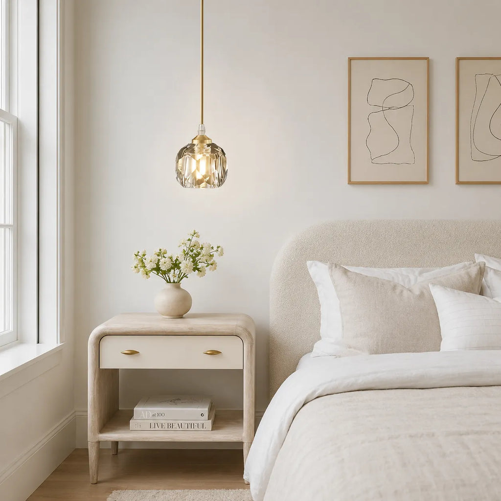 Livia Modern Faceted Crystal Globe Pendant Light