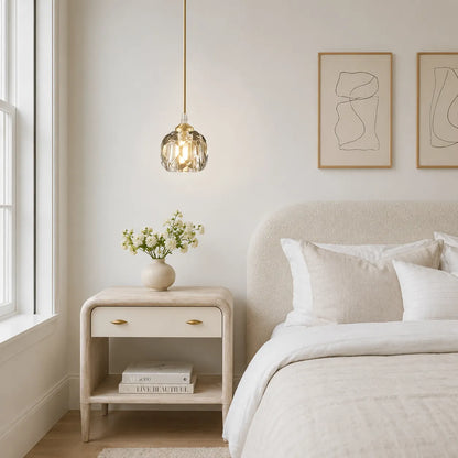 Faceted Crystal Glass Pendant Light with Modern Elegance