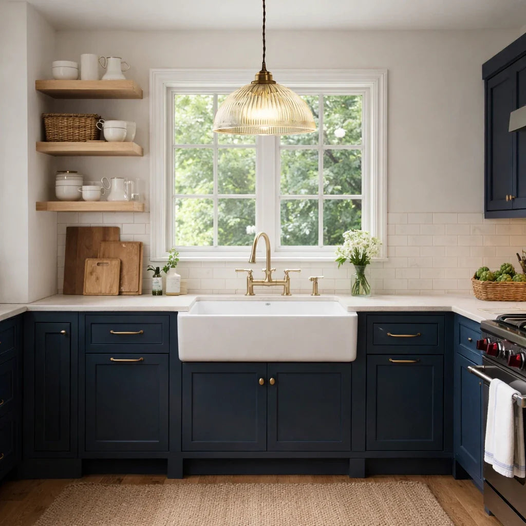 Greer Farmhouse Ribbed Glass Dome Pendant Light