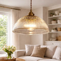 Greer Farmhouse Ribbed Glass Dome Pendant Light