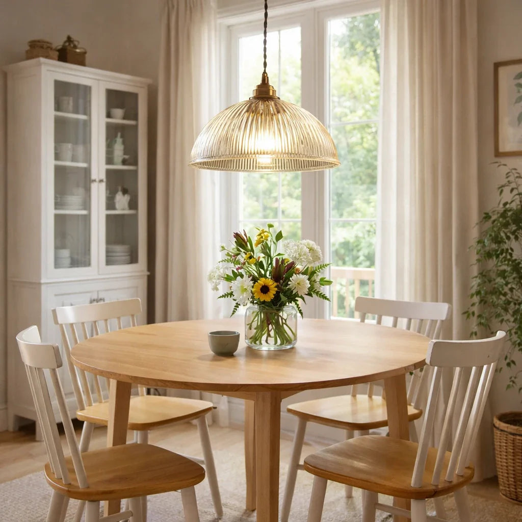 Greer Farmhouse Ribbed Glass Dome Pendant Light