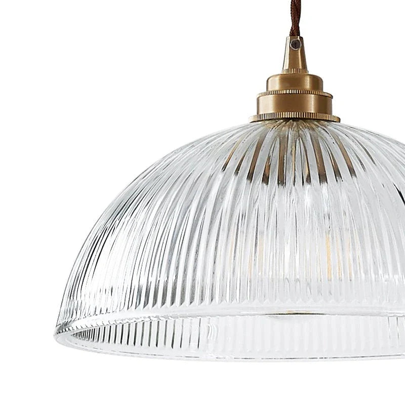 Greer Farmhouse Ribbed Glass Dome Pendant Light