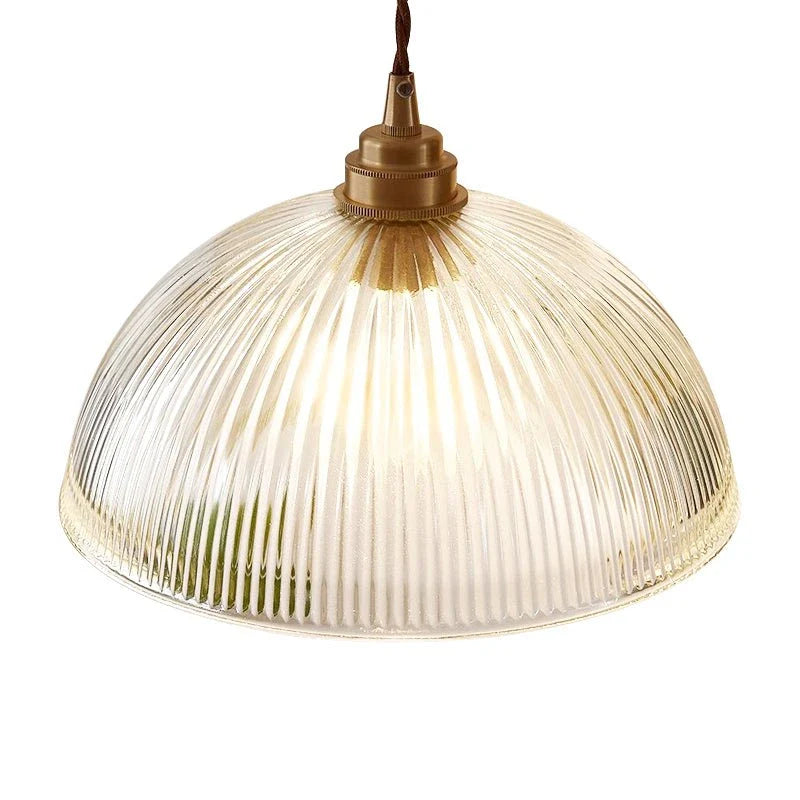 Greer Farmhouse Ribbed Glass Dome Pendant Light