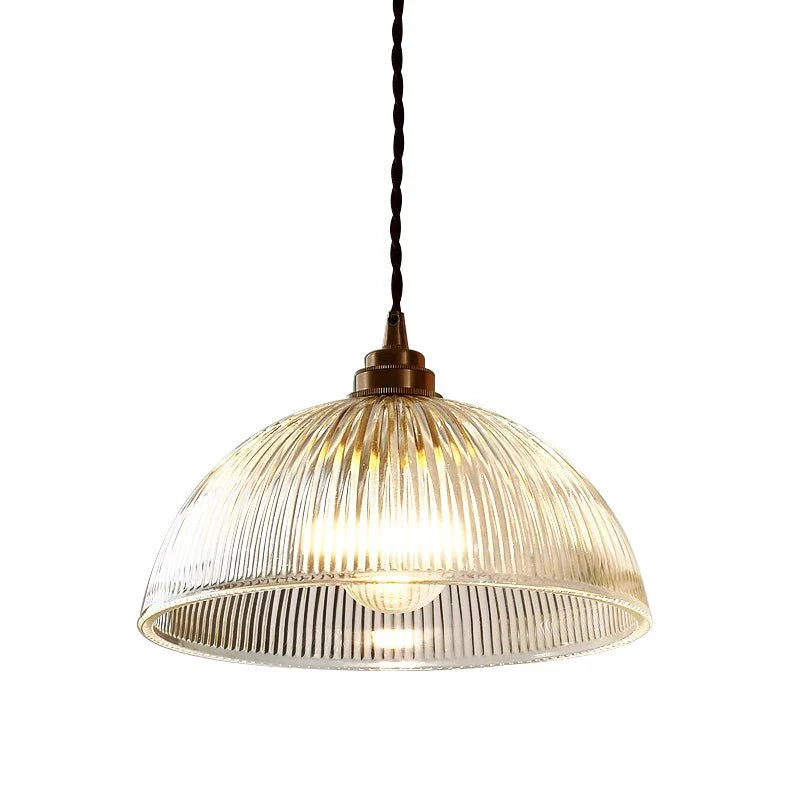 Greer Farmhouse Ribbed Glass Dome Pendant Light