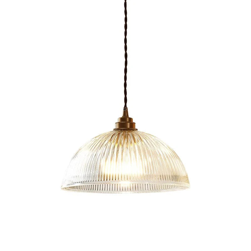 Greer Farmhouse Ribbed Glass Dome Pendant Light