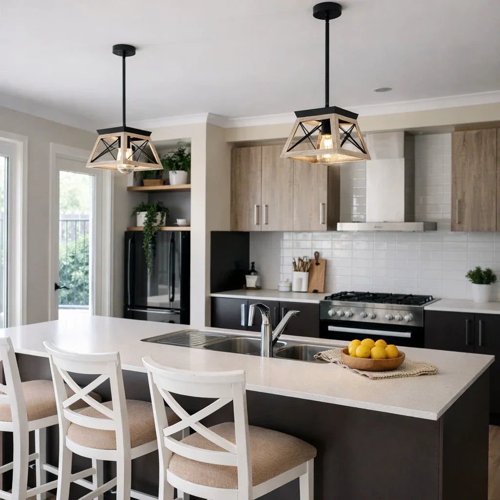 Lorelai Farmhouse Rustic Metal Square Pendant Light