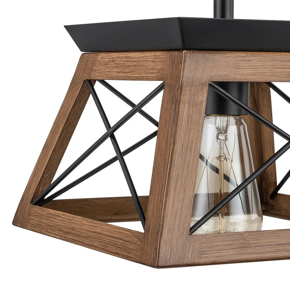 Lorelai Farmhouse Rustic Metal Square Pendant Light