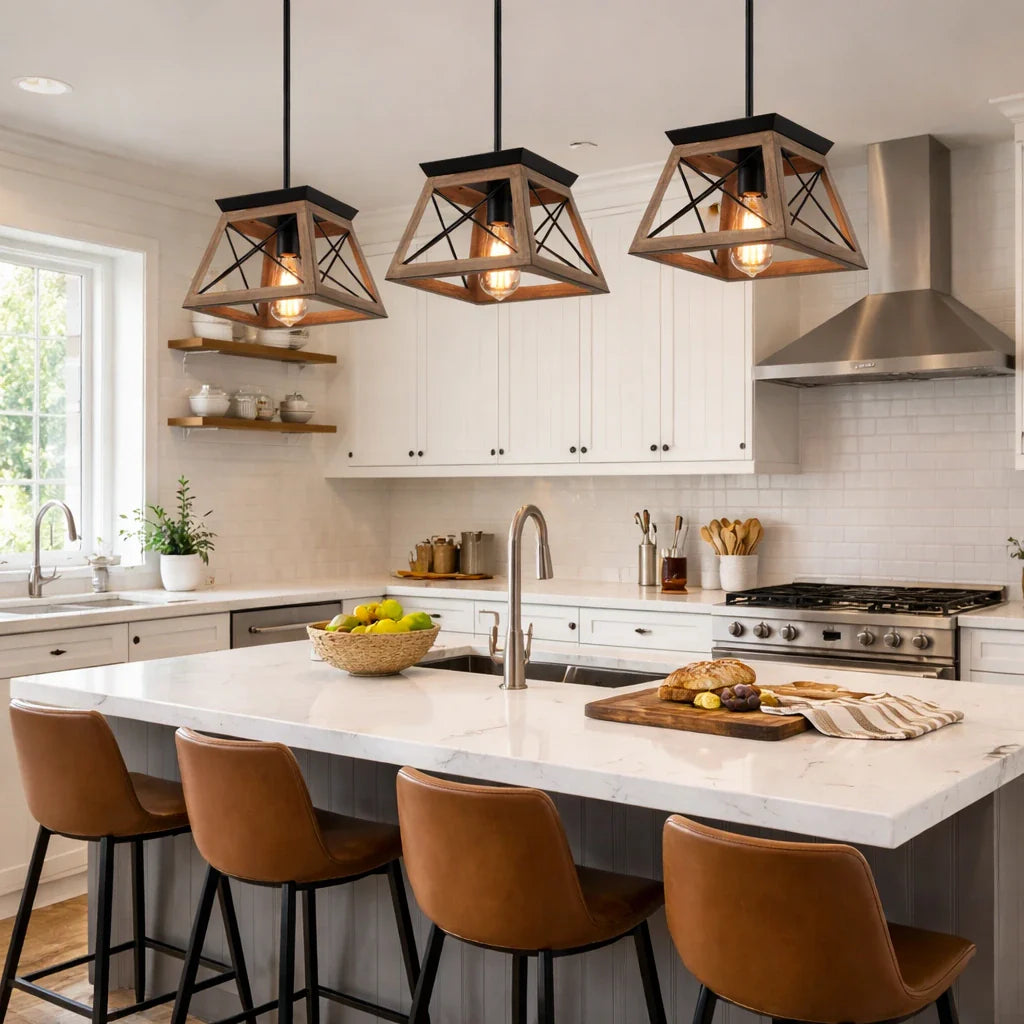 Lorelai Farmhouse Rustic Metal Square Pendant Light