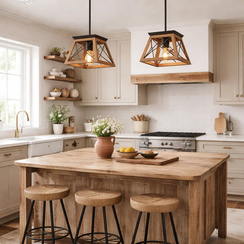 Lorelai Farmhouse Rustic Metal Square Pendant Light