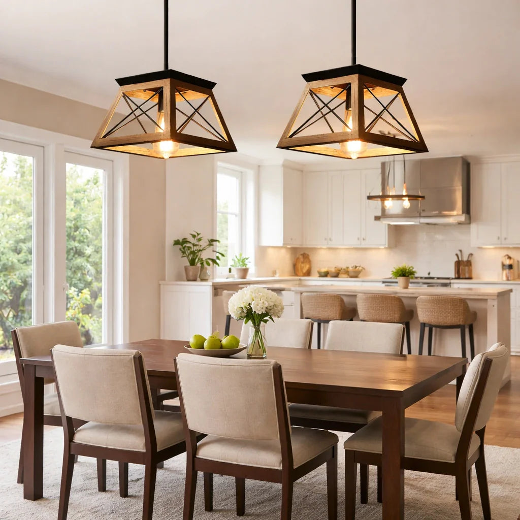 Lorelai Farmhouse Rustic Metal Square Pendant Light