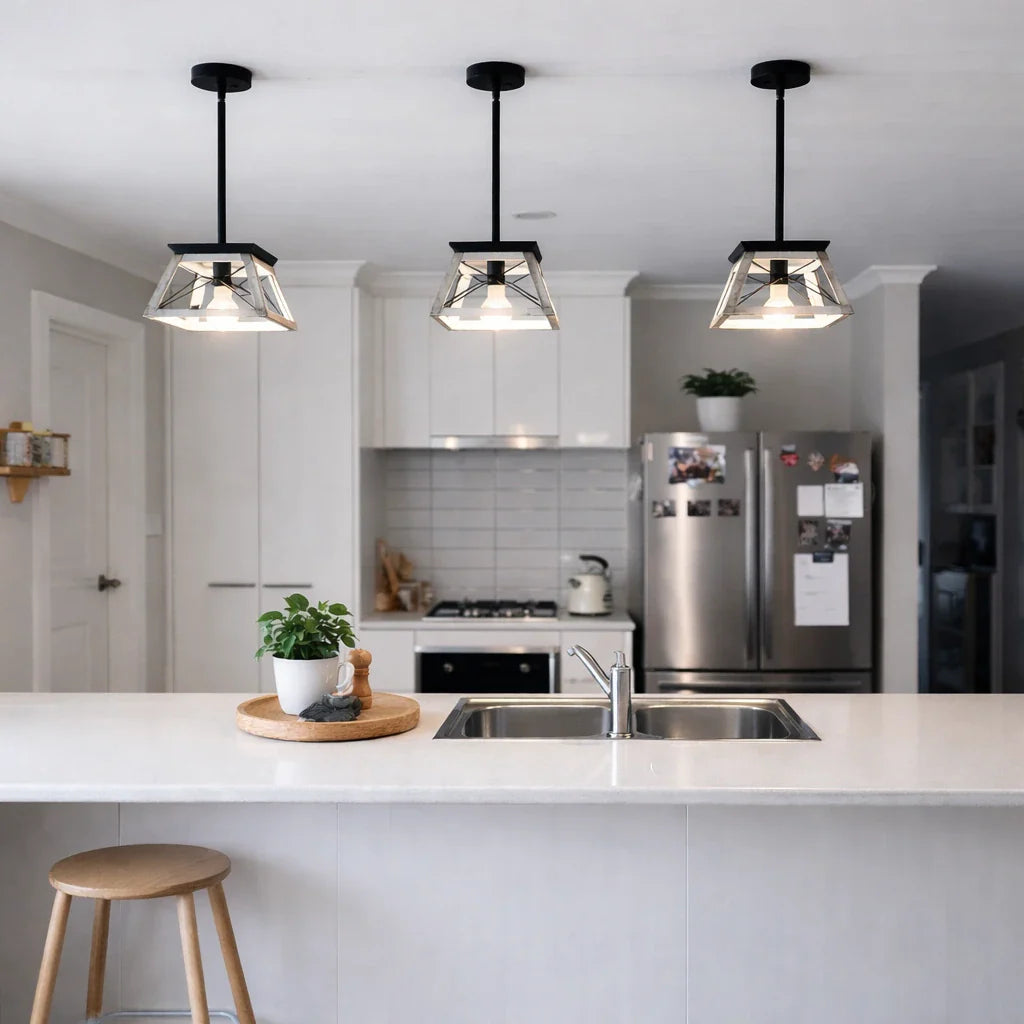 Lorelai Farmhouse Rustic Metal Square Pendant Light