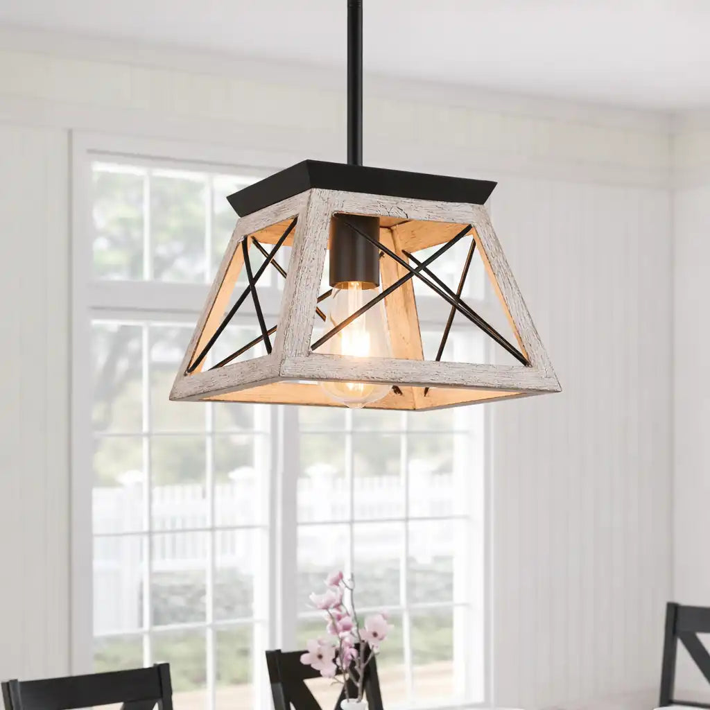 Lorelai Farmhouse Rustic Metal Square Pendant Light