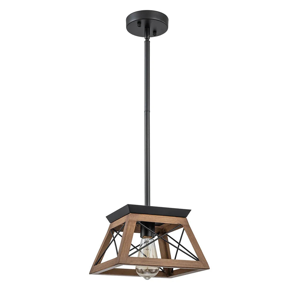 Lorelai Farmhouse Rustic Metal Square Pendant Light