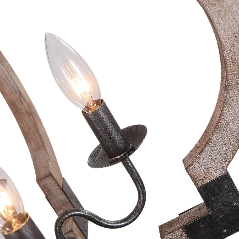 Zeno Farmhouse 4-Light Wood & Iron Lantern Chandelier