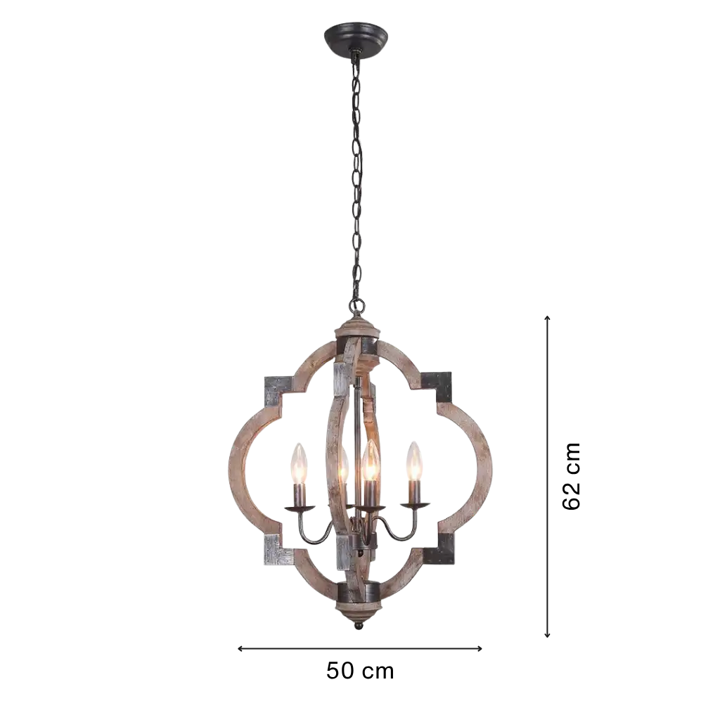 Farmhouse Style 4-Light Wooden Round Lantern Ceiling Light