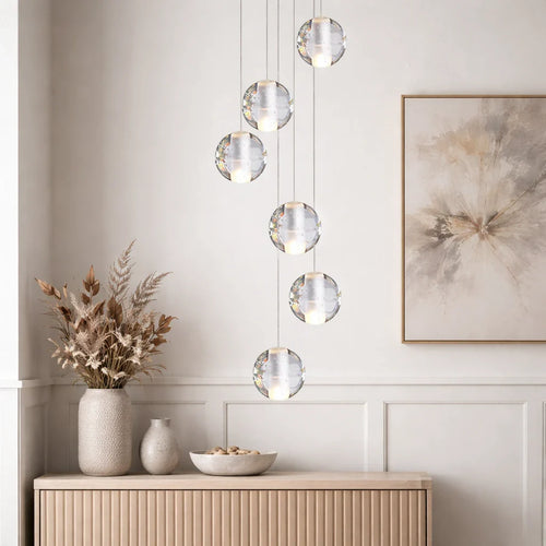 Alden Modern Crystal Water Drop Cluster Pendant Light