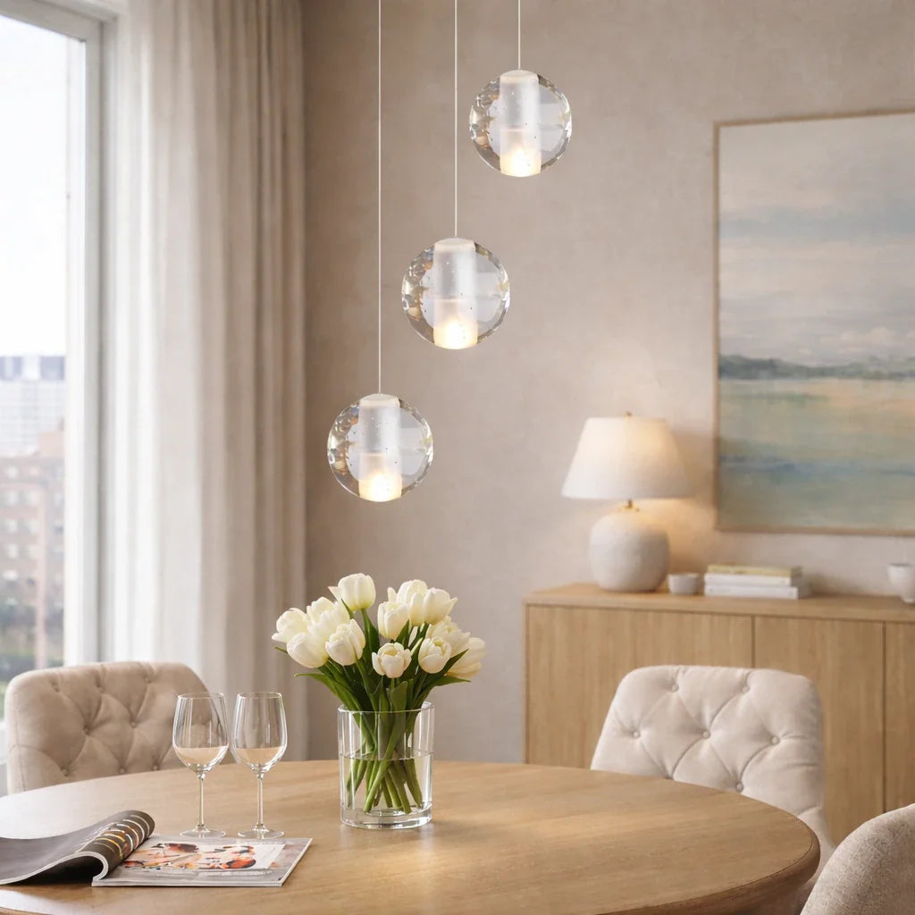 Alden Modern Crystal Water Drop Cluster Pendant Light