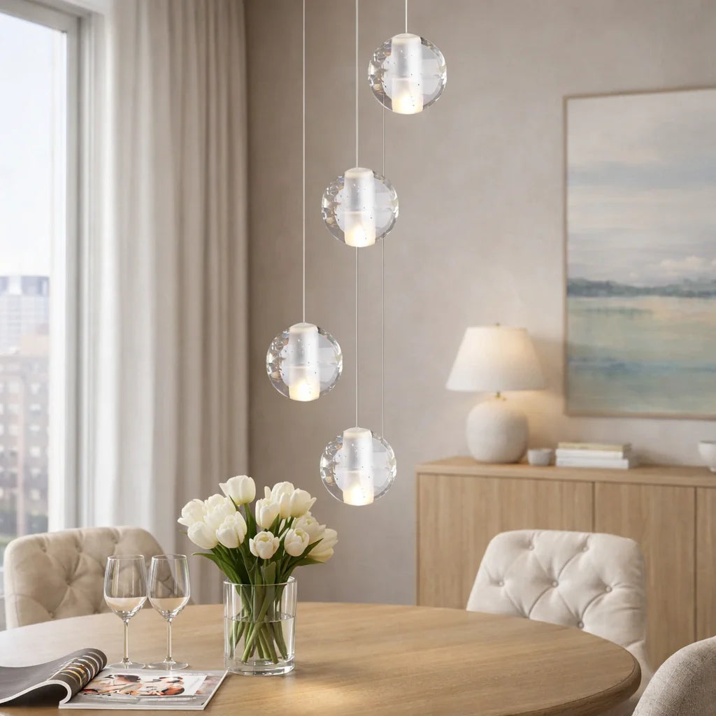 Alden Modern Crystal Water Drop Cluster Pendant Light