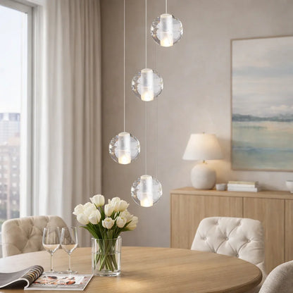 Floating Water Drop Globe Cluster Stairway Pendant Light