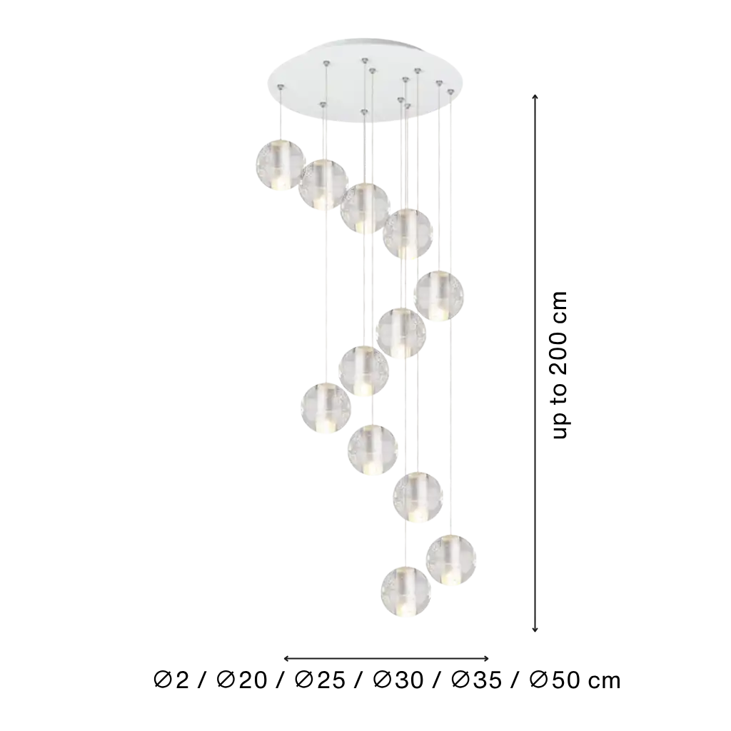 Floating Water Drop Globe Cluster Stairway Pendant Light