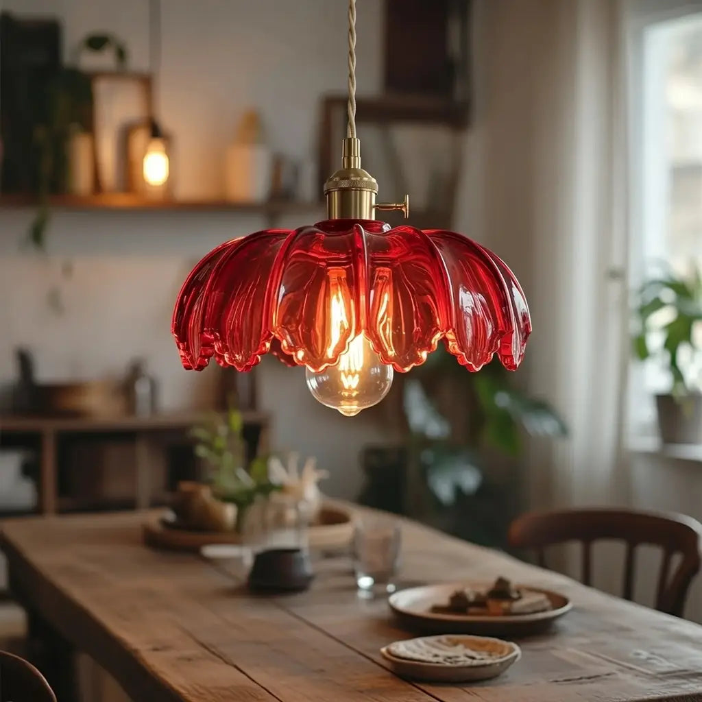 Mavis Contemporary Fluted Glass & Brass Pendant Light