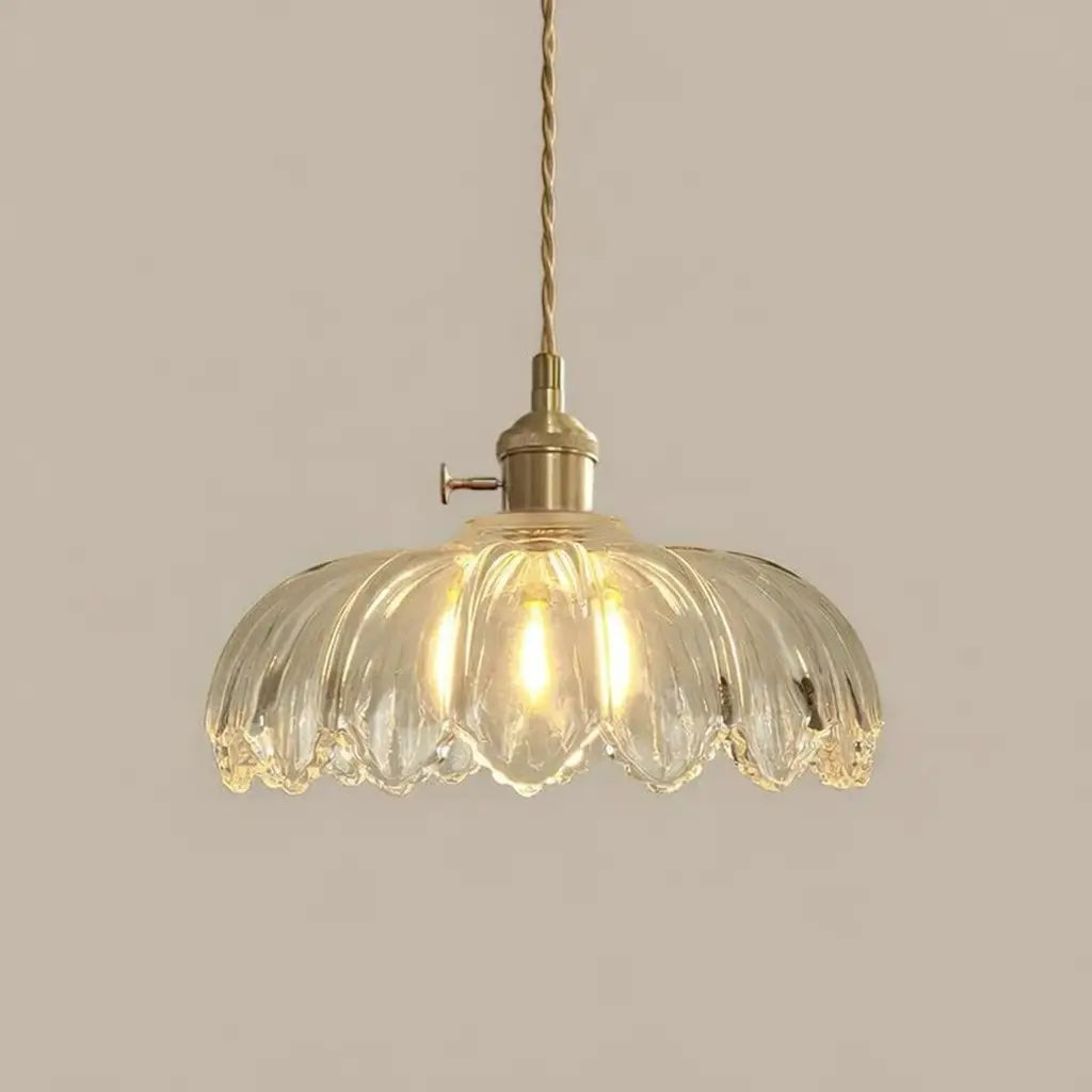 Mavis Contemporary Fluted Glass & Brass Pendant Light