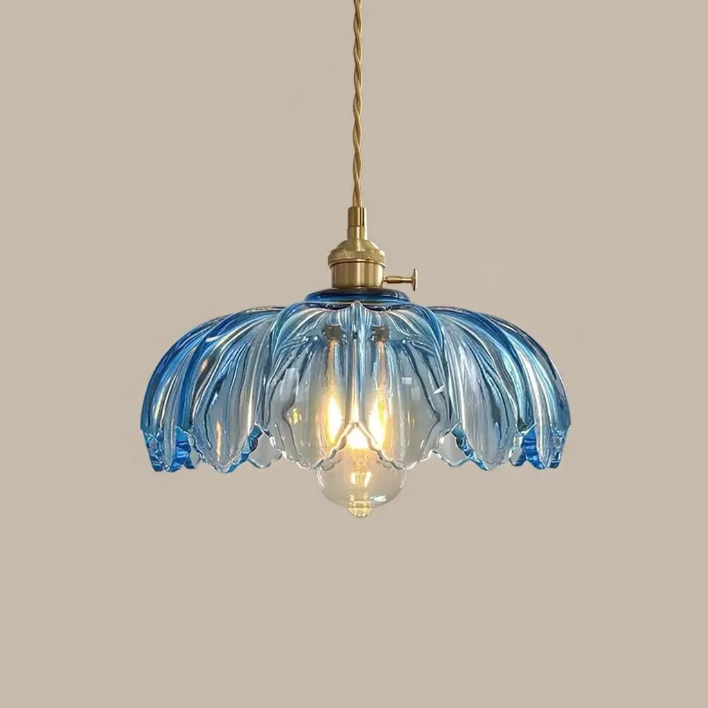 Mavis Contemporary Fluted Glass & Brass Pendant Light