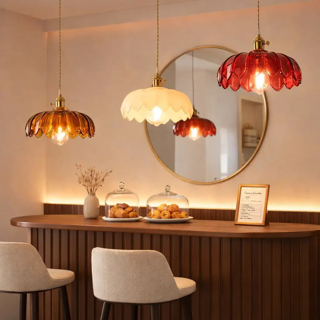 Mavis Contemporary Fluted Glass & Brass Pendant Light