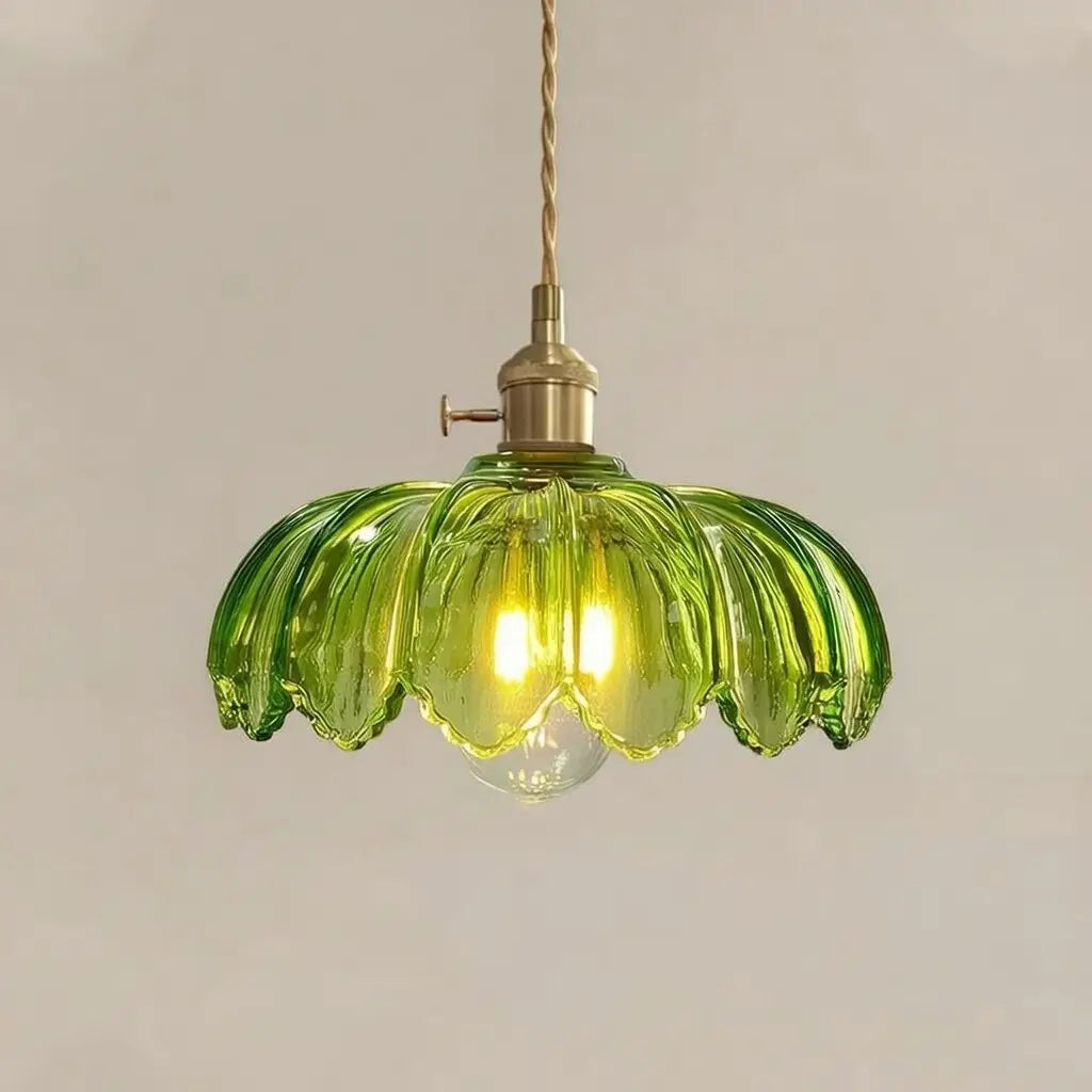 Mavis Contemporary Fluted Glass & Brass Pendant Light